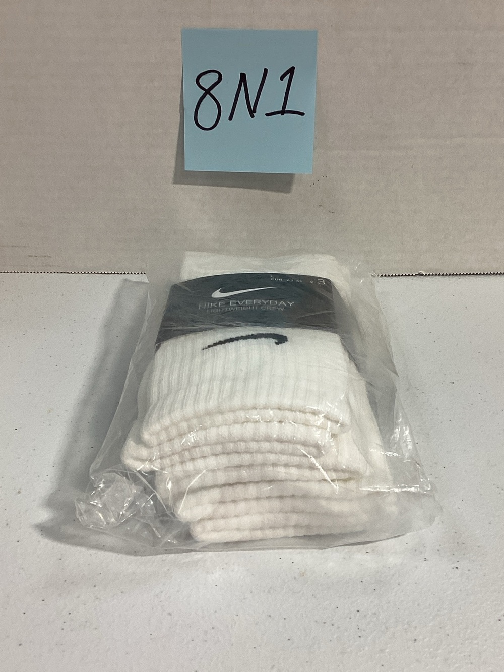 Nike White Crew Athletic Socks with Black Swoosh (3-Pack)